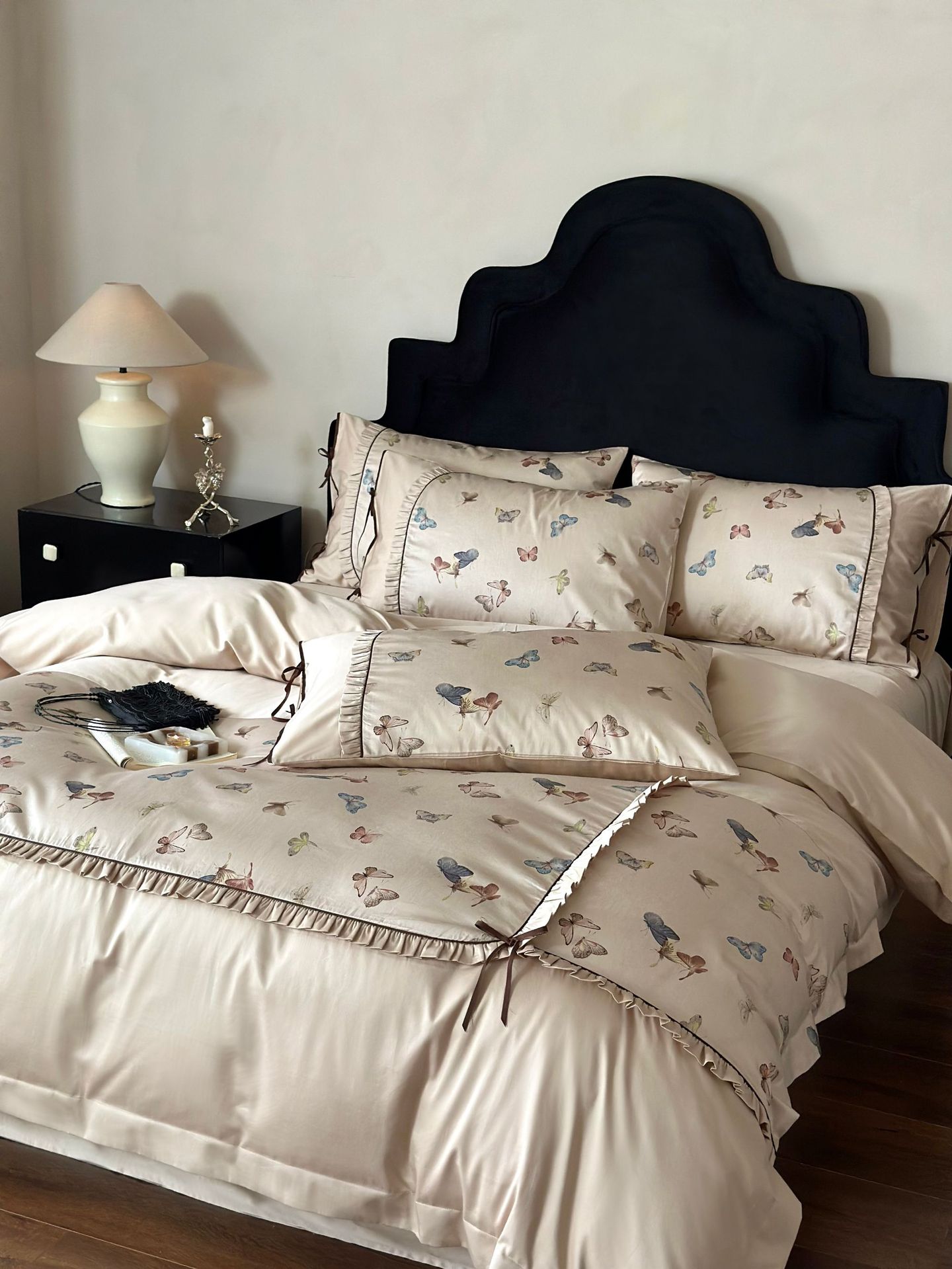 Nordisk vintage boho påslakanset i ren bomull med spets_voghion.com