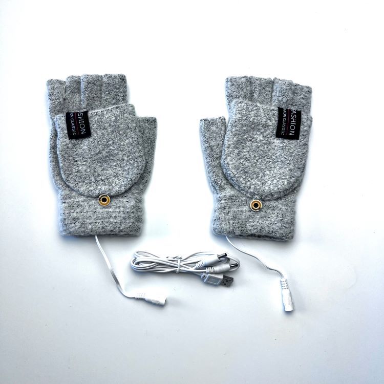 Amazon USB calentador de manos guantes de medio dedo para hombres accesorios cálidos de invierno ropa