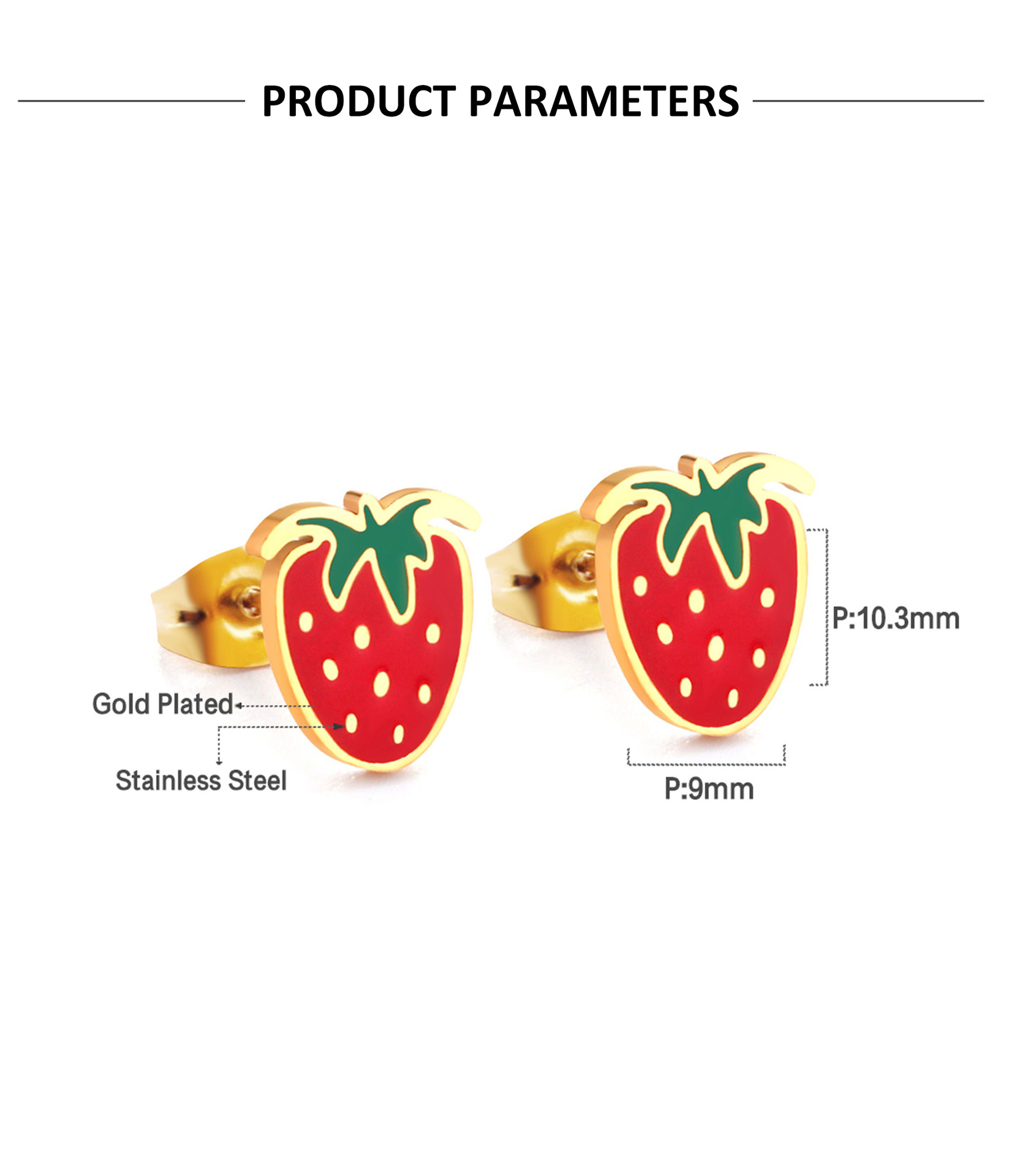 Cute Fruit Stainless Steel Ear Studs 1 Pair