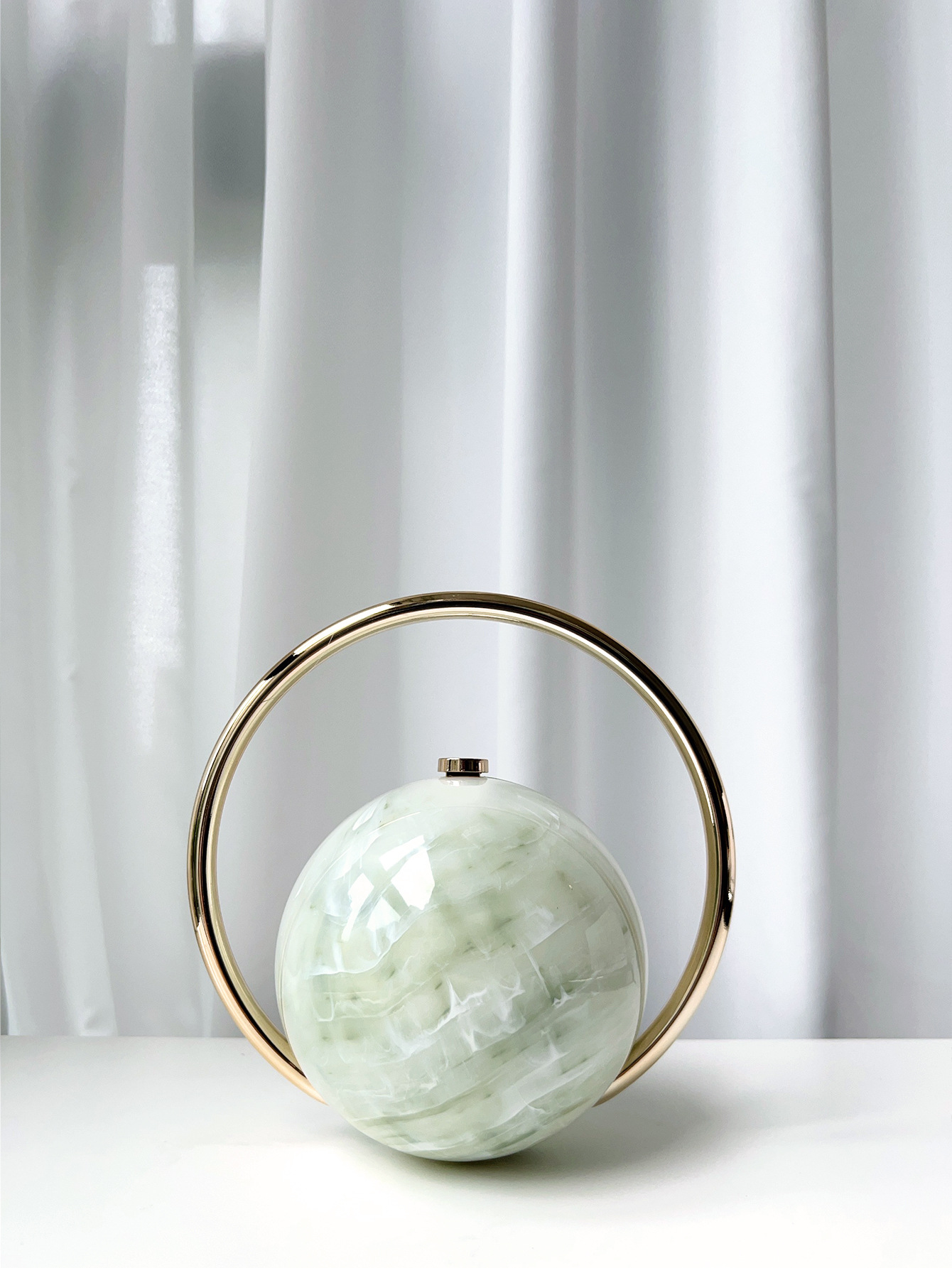 2025 New Spherical Evening Bag Electroplated Handle Luxury Handbag Marble Pattern Minimalist Runway Wholesale Bag - Thumbnail 8