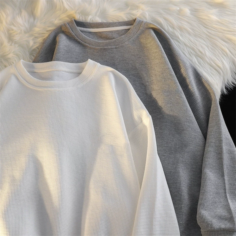 Мужская толстовка в японском стиле INS весна-осень 2025, новая модная брендовая модель, свободного кроя, с круглым вырезом и длинными рукавами