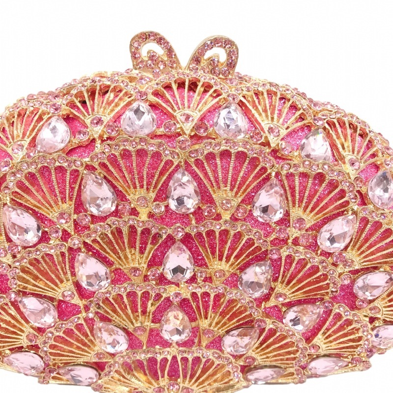 Bolsa de cristal rosa, nuevo paquete de cena de diamantes, anchoa hueca, bolso de diamantes, bolso de banquete de mujer