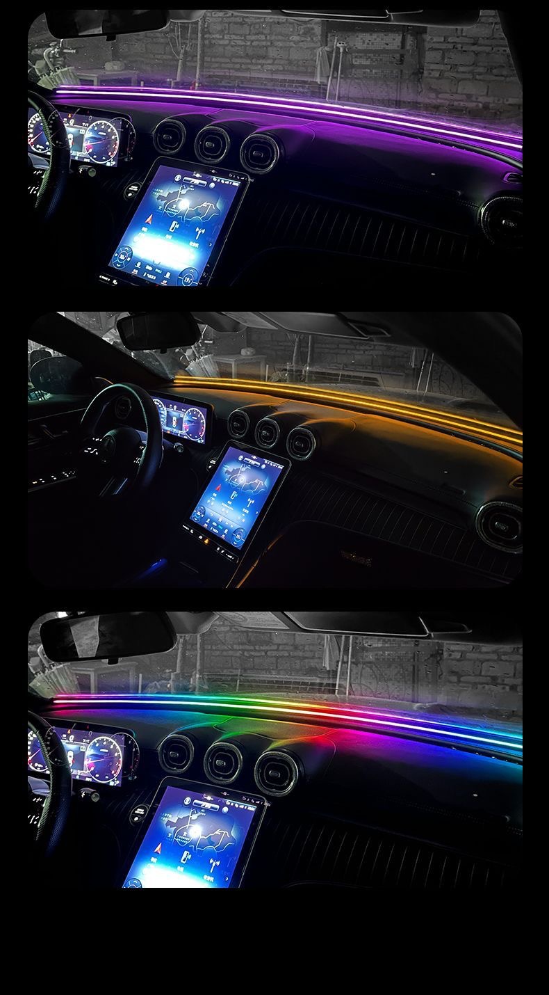 Cross-border automotive LED front dashboard ambient light, sound-controlled music rhythm light, car central control RGB fantasy light strip