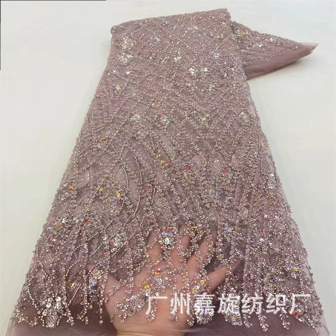 Vestido de boda de moda francesa tubo de cuentas bordado tela de encaje cheongsam vestido vestido de moda infantil tela bordada JX4175