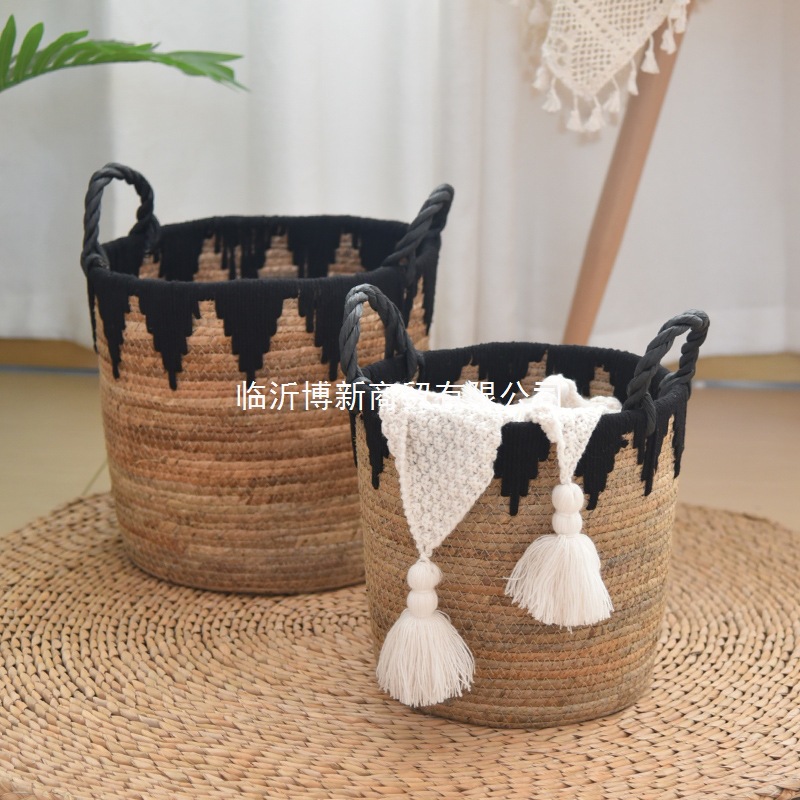 Canasta de almacenamiento de paja, canasta de ropa sucia de gran capacidad para el hogar, canasta de almacenamiento de juguetes, canasta de almacenamiento de juguetes, decoración de sala de estar