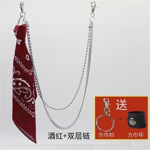 腰果花方巾潮牌街头裤巾hiphop裤链腰巾嘻哈飘带挂裤子挂饰男女|undefined