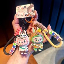 电镀熊猫拉布布钥匙扣大白兔拉布布卡皮巴拉卡通玩偶包包挂饰礼品