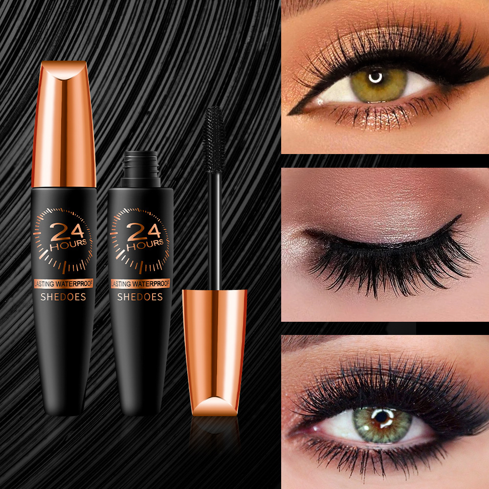 Shedoes maquillaje transfronterizo de 24 horas, sin manchas, sin decoloración, impermeable, a prueba de sudor, forma gruesa, alargamiento de la máscara