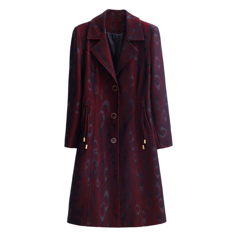 2023 длинное ветровка для матери среднего возраста Весна и осень Новый свободный костюм для тещи больших размеров 200 кг