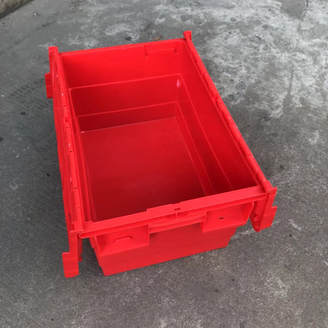 生产销售600*400*350斜插物流箱带盖塑料烟草箱医药配送箱