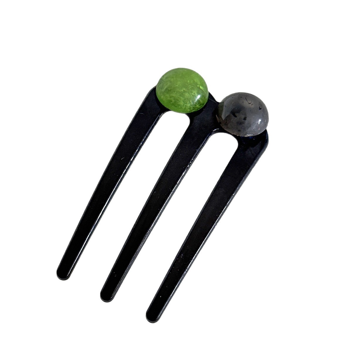 Nueva horquilla de cuentas de tres dientes de estilo chino para mujer 2025 nueva cabeza de bola en la parte posterior de la cabeza cabello simple temperamento horquilla horquilla