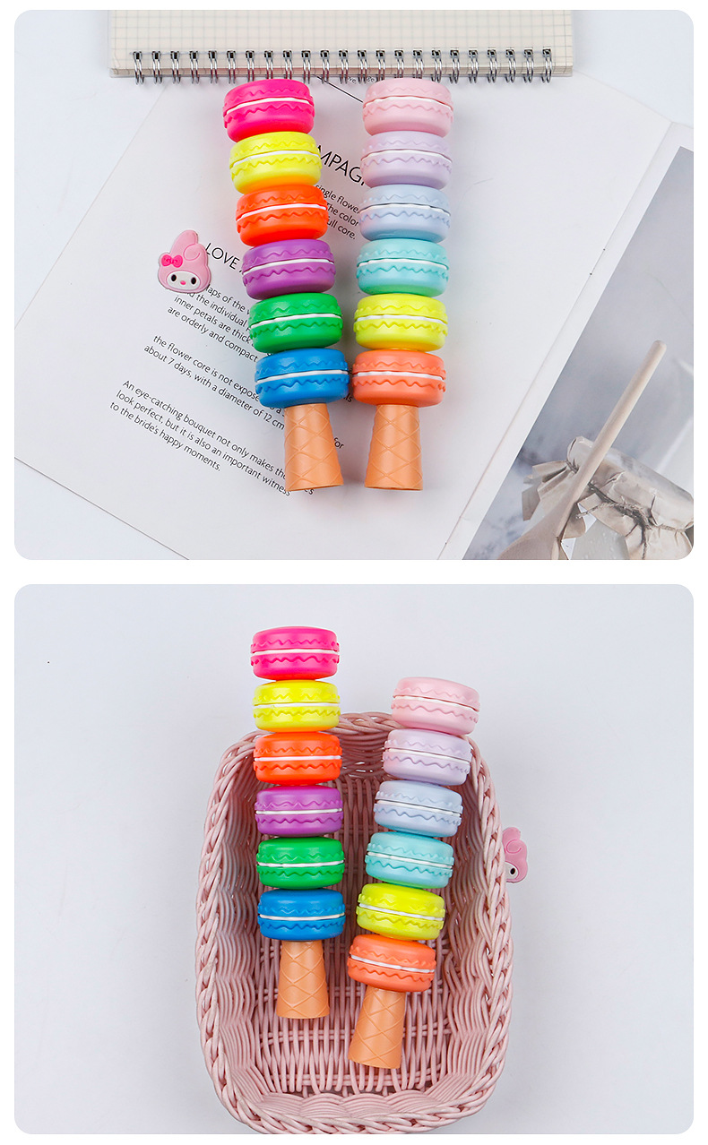 Plastic Material Cute Cartoon Macarons 6 Colors Creative Graffiti Fluorescent Pen Marking Pen