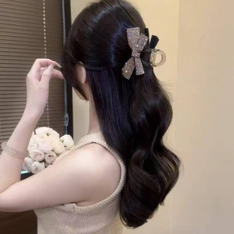 2025年新作リボンキラキラヘアピン、ハイエンドで多用途なシャーククリップ、ポニーテールクリップ、女性の後頭部のヘアアクセサリー|undefined
