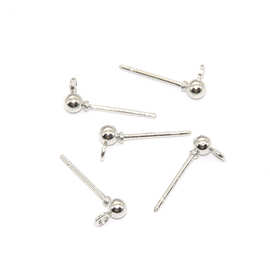 手工DIY饰品  3mm/4mm/5mm尺寸可选 圆头球形带吊头耳钉 耳饰材料