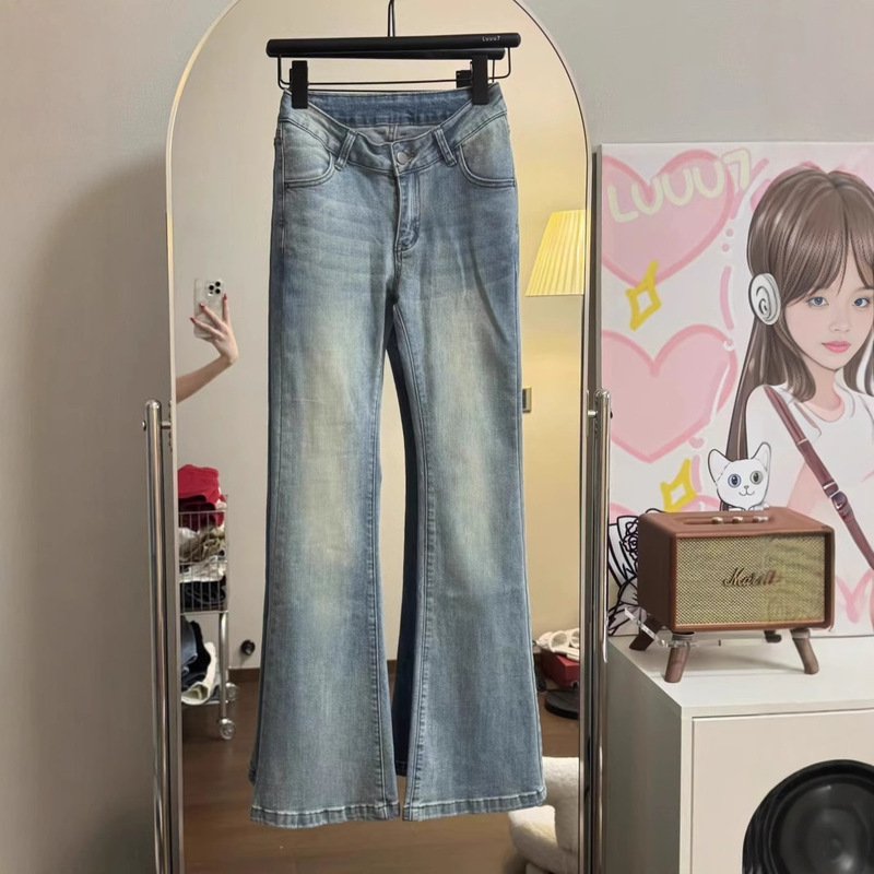 Create an Ant Waist ~ V-Waist Slimming Slightly Chubby Denim Flared Pants for Women High-Waisted Stretchy Tight-Fitting Hip-Hugging Long Pants Create an Ant Waist ~ V-Waist Slimming Slightly Chubby Denim Flared Pants for Women High-Waisted Stretchy Tight-Fitting Hip-Hugging Long Pants