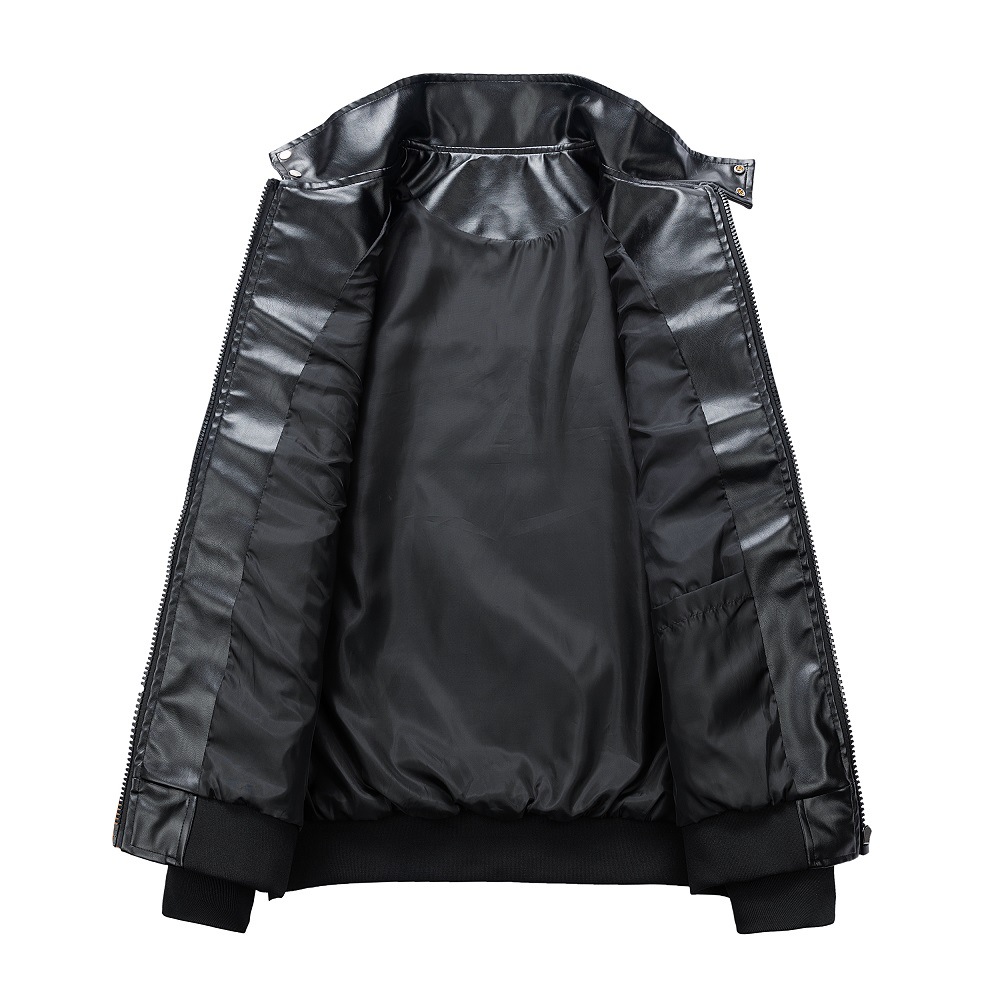 Street Trendy Fashion Stehkragen Casual Frühling und Herbst Neue Lose Herren Motorrad Lederjacke_voghion.com