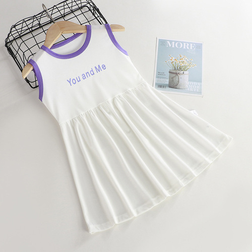 Summer New Girls Dress Children's Ice Silk Skirt Baby Korean Style Vest Dress Casual Children's Clothing Wholesale