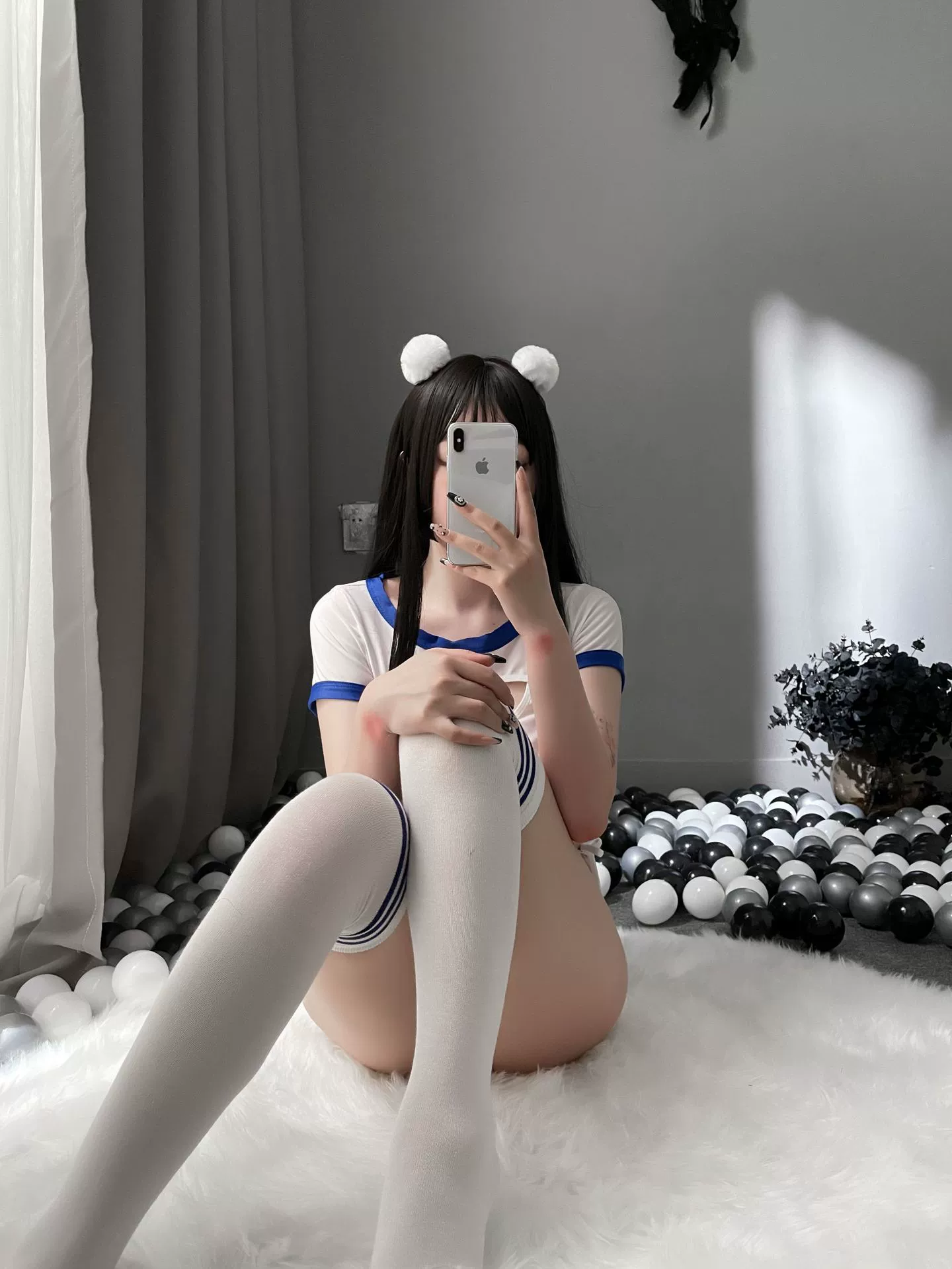 Sexy Schoolgirl One-Piece Swimsuit (Supreme Clothing), Cut-Out Front, One Size 80–130 catties
