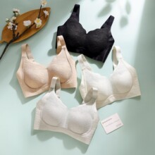 粉底液内衣女大胸显小胸薄款无痕大码美背聚拢防下垂夏季透气文胸