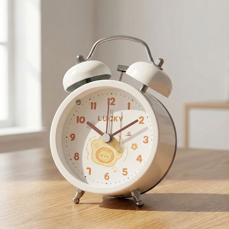 Nuevos estudiantes de secundaria y secundaria transfronterizos timbre de escritorio de metal pequeño reloj de despertador para niños lindos dormitorios animados mini despertador image 4