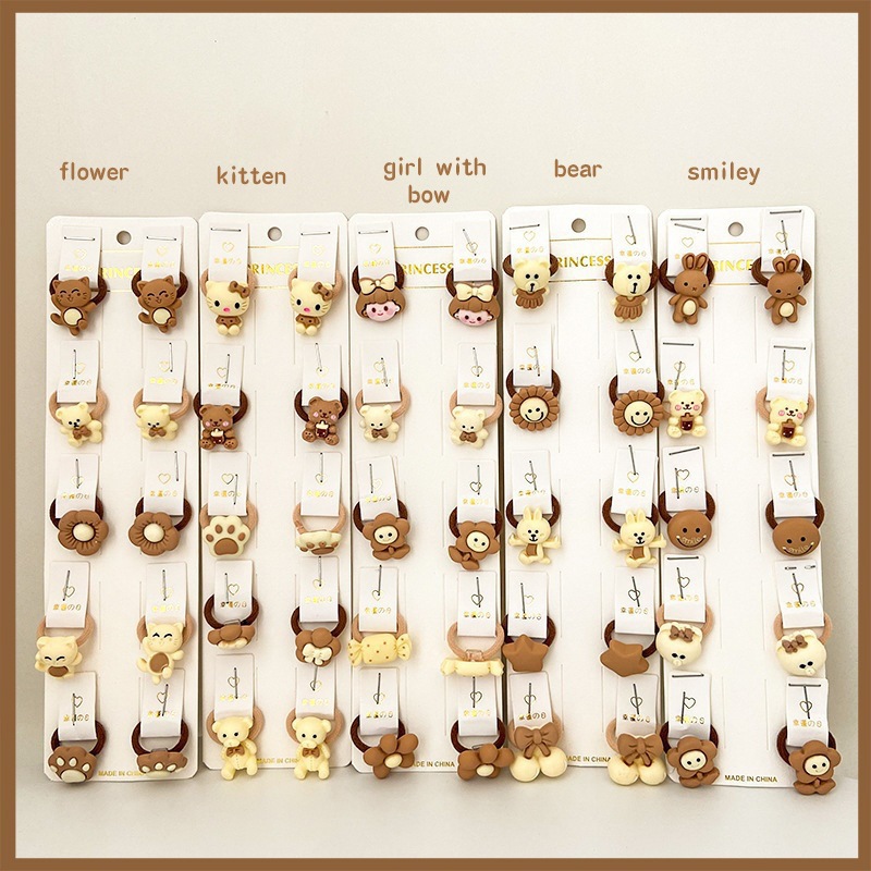 La banda de goma marrón leche simple y Linda para las mujeres no duele la banda del pelo de la cuerda del pelo de la cola de caballo del tamaño pequeño para las mujeres