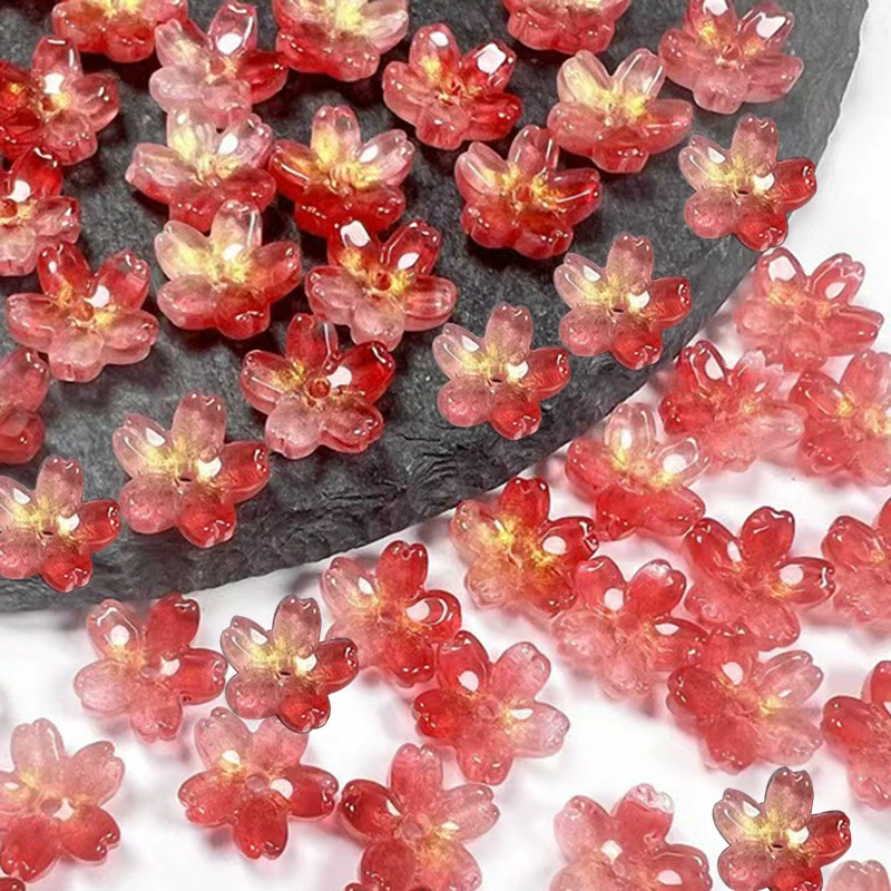 Застекленные вишневые цветы с пятью лепестками цветов ручной работы старинный браслет вязаный DIY булочки для волос аксессуары для головных уборов Материал оптом