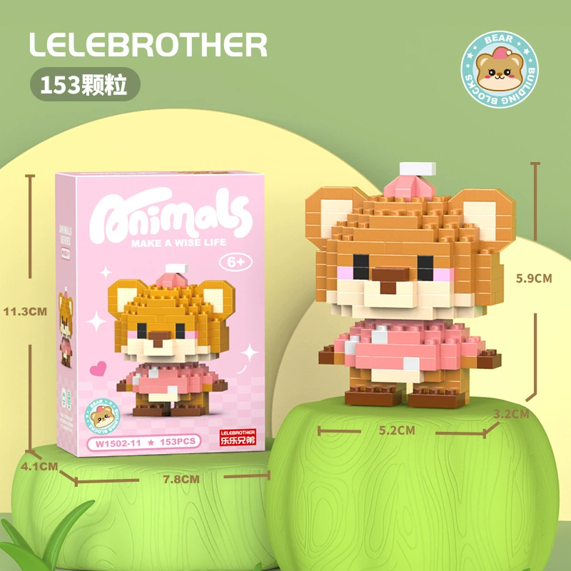 Micro‑block cartoon doll constructor (Lego style), strawberry & mini bears, blind box, micro pieces