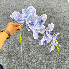 仿真9头蝴蝶兰3D胶片跨境专卖仿真单支手感插花婚庆摄影道具户外