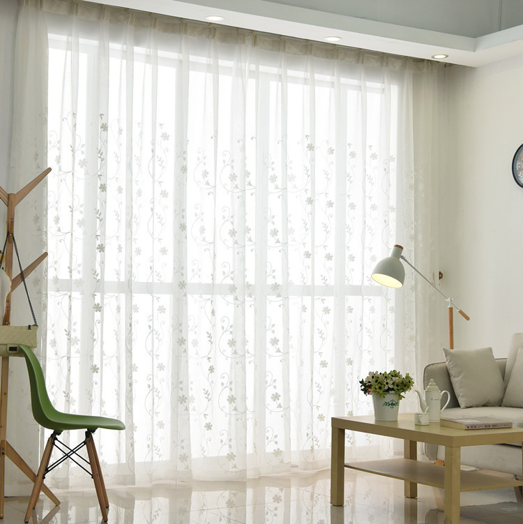 Cross-Border Supply of Pastoral Embroidery White Gauze Embroidered High-End Curtains and Window Screens for Balcony, Living Room and Bedroom, Can Be Processed into Finished Products Cross-Border Supply of Pastoral Embroidery White Gauze Embroidered High-End Curtains and Window Screens for Balcony, Living Room and Bedroom, Can Be Processed into Finished Products