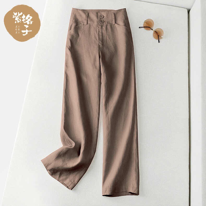 Women's Summer New Half-elastic High-waist Slimming Casual Pants Cotton and Linen Wide-leg Pants Women's Summer New Half-elastic High-waist Slimming Casual Pants Cotton and Linen Wide-leg Pants