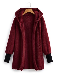 2025 Cross-Border New European and American Women's Angora Wool Red Hooded Jacket Soft Plush