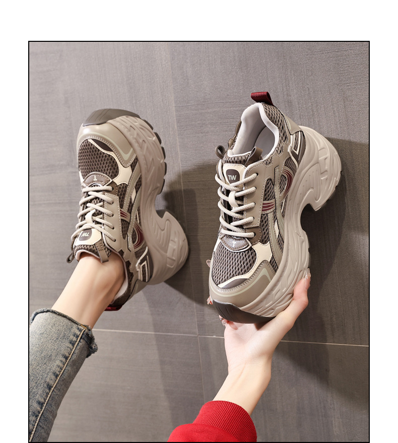 Giày sneaker nữ đế dày tăng chiều cao phong cách retro, gót 8 cm — Màu thẻ chi tiết 14
