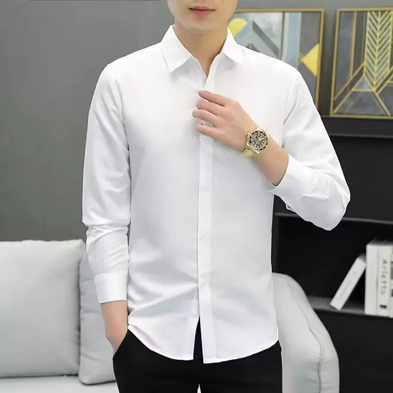 长袖衬衫男装春季潮流商务职业工作服时尚都市免烫修身衬衣外穿潮