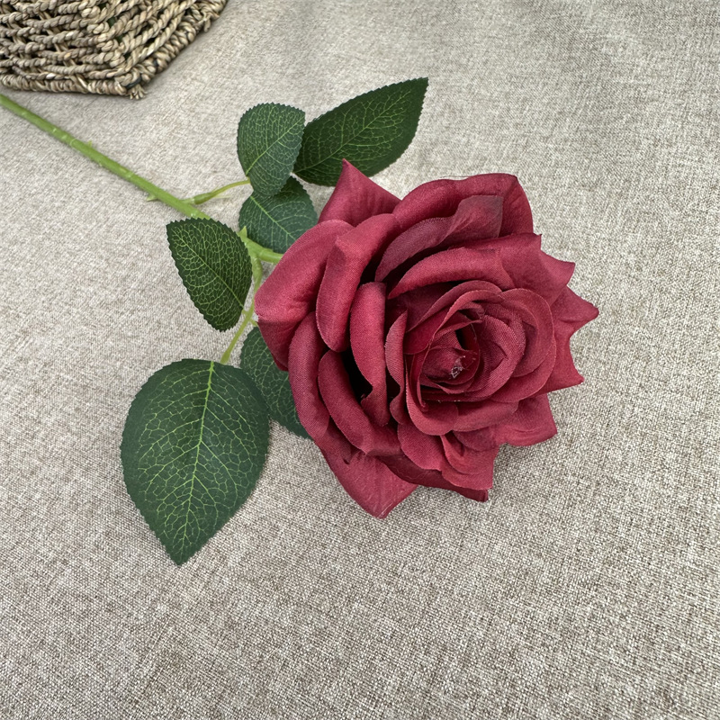 Single scrolled rose Burgundy