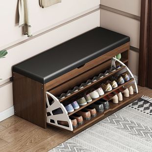 Shoe-Changing Bench for Home Entrance, Integrated Shoe Cabinet and Seat, Entryway Shoe Rack with Soft Cushion Seat