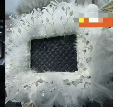 Feel, Dashboard Safe Journey Car — Car ornaments - crystal-bead-feather-rectangular-cushion