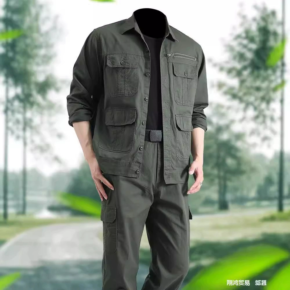 Хлопковая летняя тонкая рабочая одежда Мужская сварка рабочая одежда Чистая хлопчатобумажная рабочая одежда наружная антиугарная и износостойкая одежда