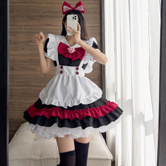 Halloween Vampire Little Devil Maid Lolita Gothic Black and Red Maid Cos Anime Cosplay Costume