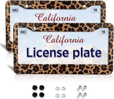 Cross-Border Leopard Print License Plate Frame Uv Printed License Plate Border American License Plate Frame Fashionable American Aluminum Photo Frame (License plate holder/license plate holder) - leopard-print-2
