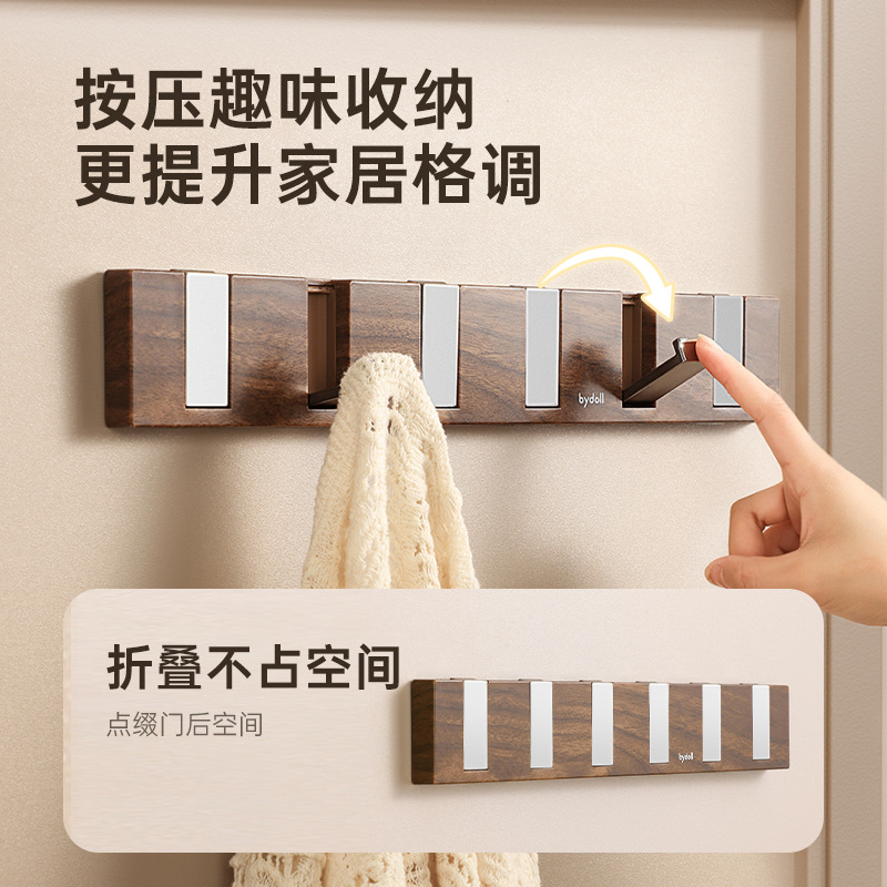 Gancho trasero de la puerta Estante de almacenamiento de bolsos de ropa sin perforación Puerta del dormitorio Gancho colgante de grano de madera Colgador de la puerta