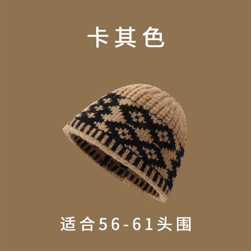秋冬季女款显脸小针织毛线帽时尚潮流冷帽2025新款超好看菱格帽子|undefined