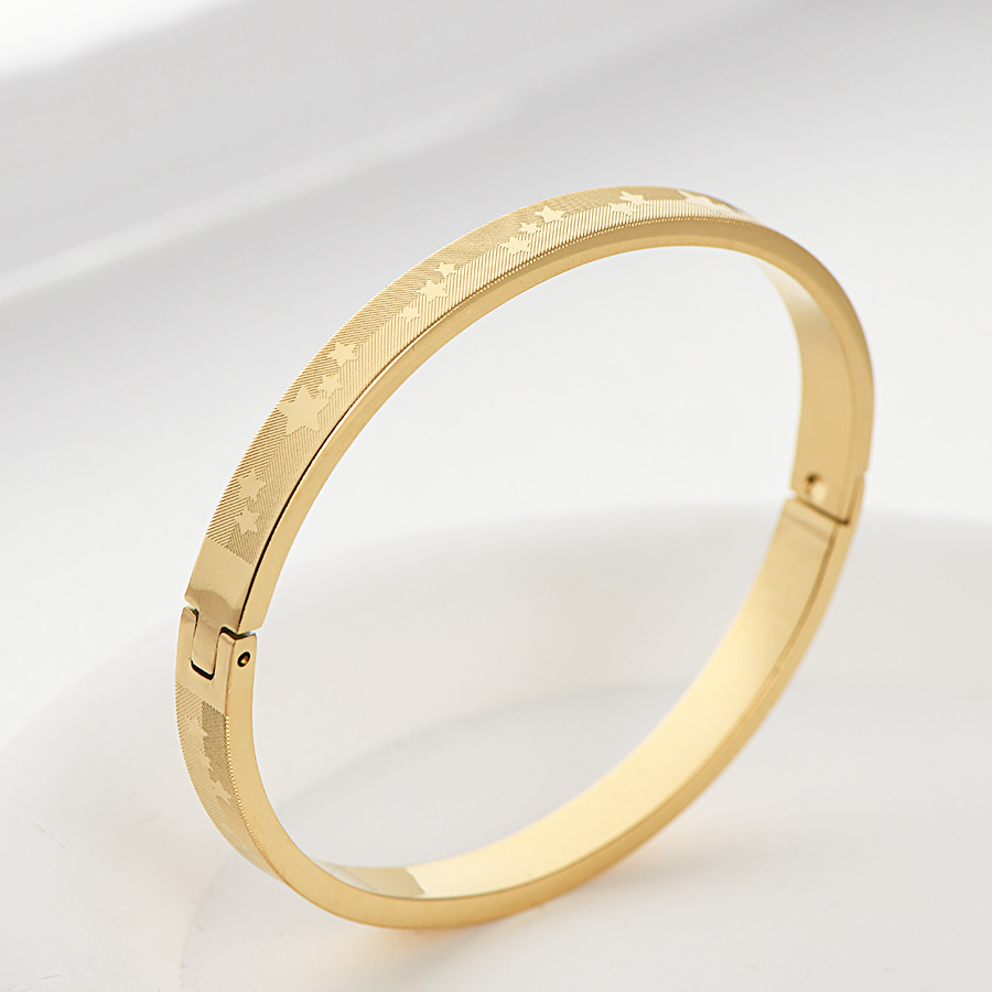 25g Weight Bangle Classification Titanium Steel Chain Material 1 Piece Quantity Holiday, Daily Occasion Titanium Steel Material Star Pattern Women's Gender Plating Design Basic, Classic Style Style Basic Classic Style Star Titanium Steel Bangle In Bulk 11