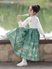 馬のスカートの子供の漢服の女の子の明製の中国風の新型の古風のスカートの古風のプリントの中国式のスーツ