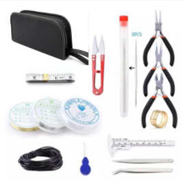 diy五金配件 8件装不锈钢制作工具  钳子 剪刀 镊子 串珠 弹力线