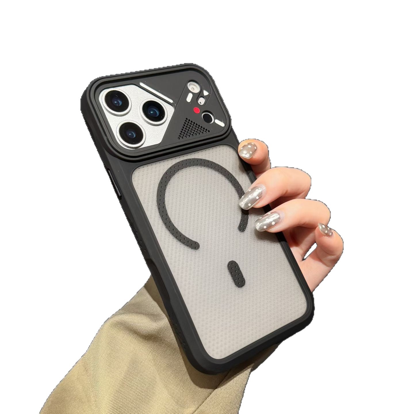 Transfronterizo armadura de hielo microporosa absorción de calor para iPhone17promax teléfono móvil Apple 16 sensación avanzada anti-caída