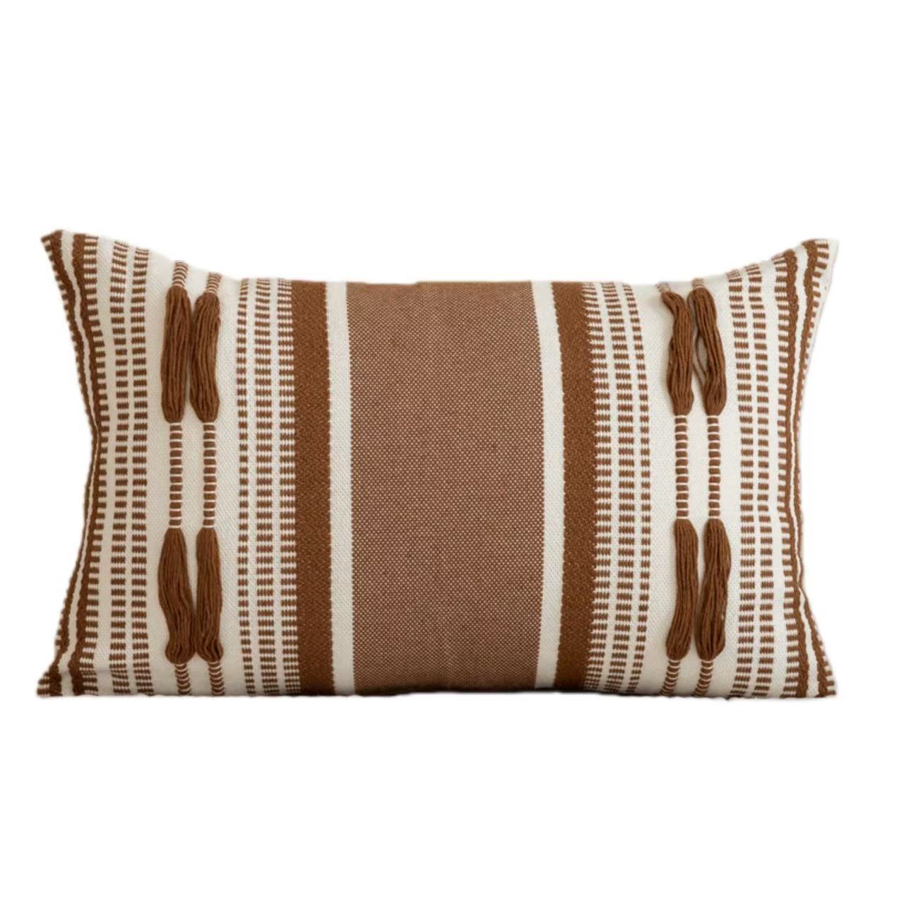 Transfronterizo nuevo estilo nórdico retro línea geometría jacquard bordado cojín muebles sofá sala de estar residencial hotel image 5