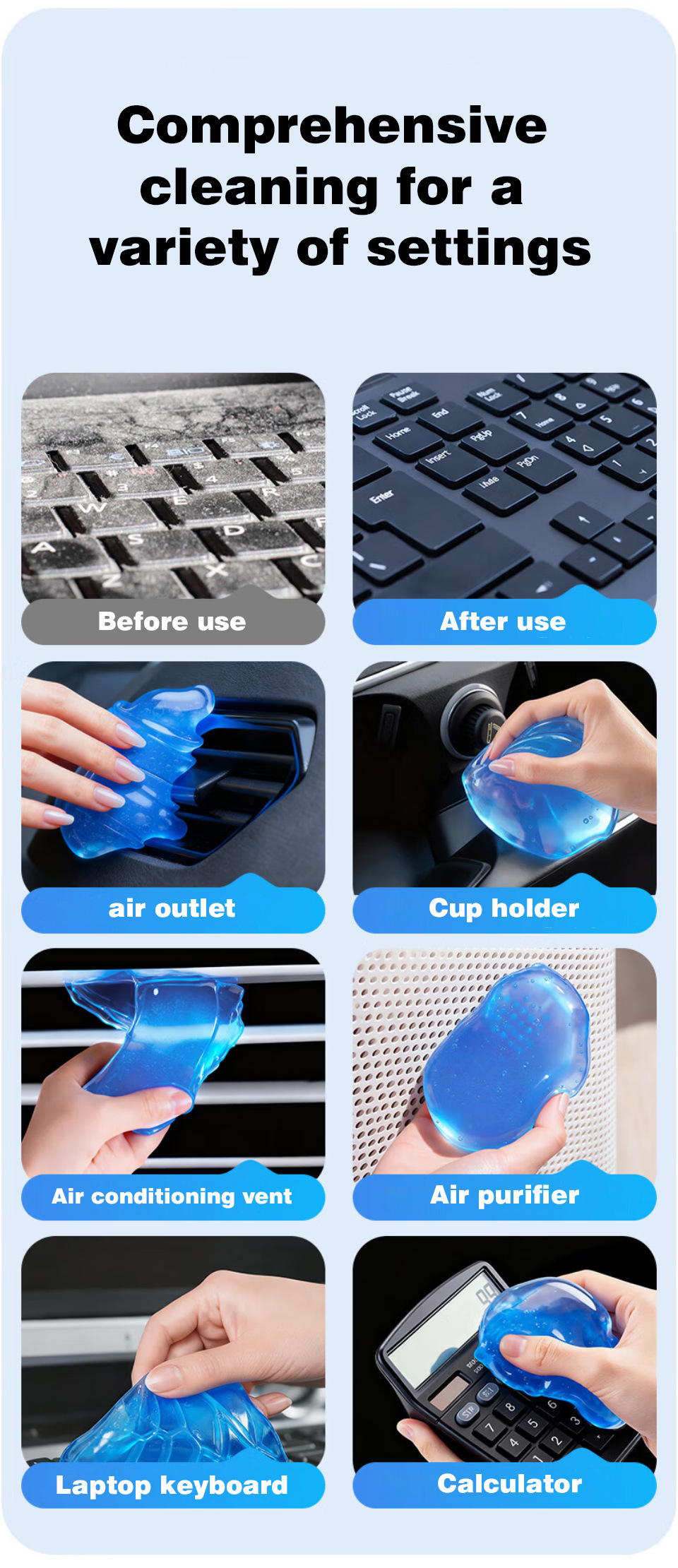 Cross-border exclusive cleaning tool: cleaning gel, car cleaning clay, dust-removing gel for computer keyboards