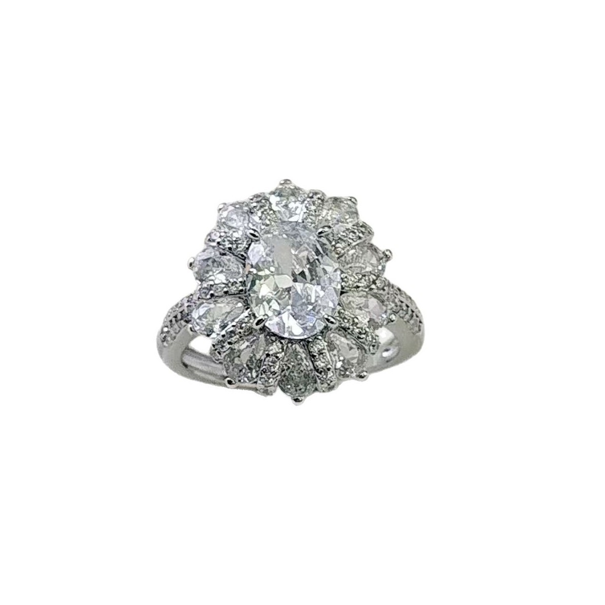 Exaggerated Orange Zirconia Flower Ring Vintage Adjustable Ring_voghion.com