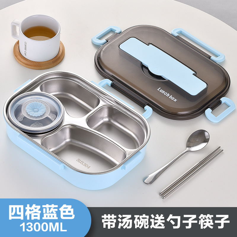 Caja de almuerzo aislada de acero inoxidable 304 para estudiantes de la escuela primaria grado alimenticio compartimento de los niños lonchera trabajador de oficina