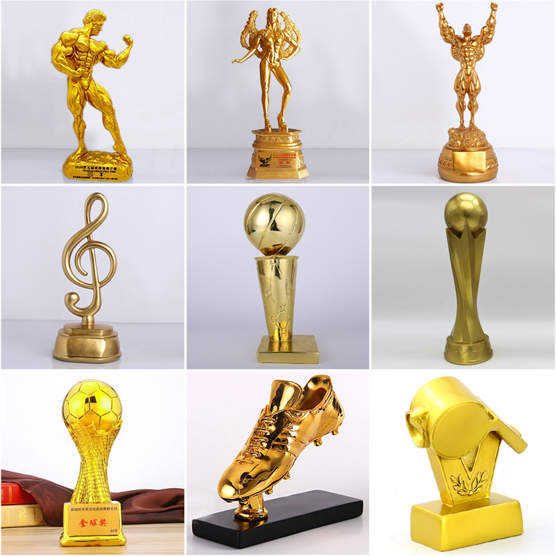 Deportes de resina trofeo creativo botas de oro Copa de fútbol trofeo árbitro guantes de portero trofeo de resina de madera